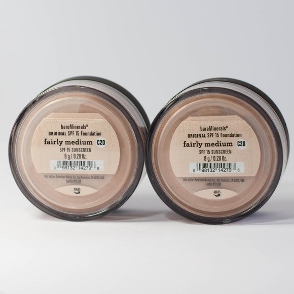 #NWT bareMinerals SPF15 Original Foundation Fairly Medium C20 8g/0.28oz Lot of 2 - Picture 1 of 2